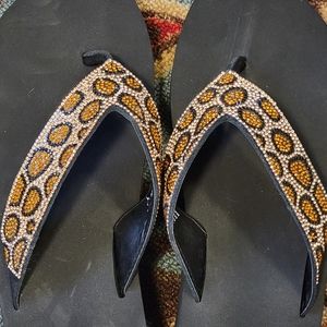 Yellow Box Surrey Flip FlopsGold Yellow and Black Rhinestone | Womens Sparkle